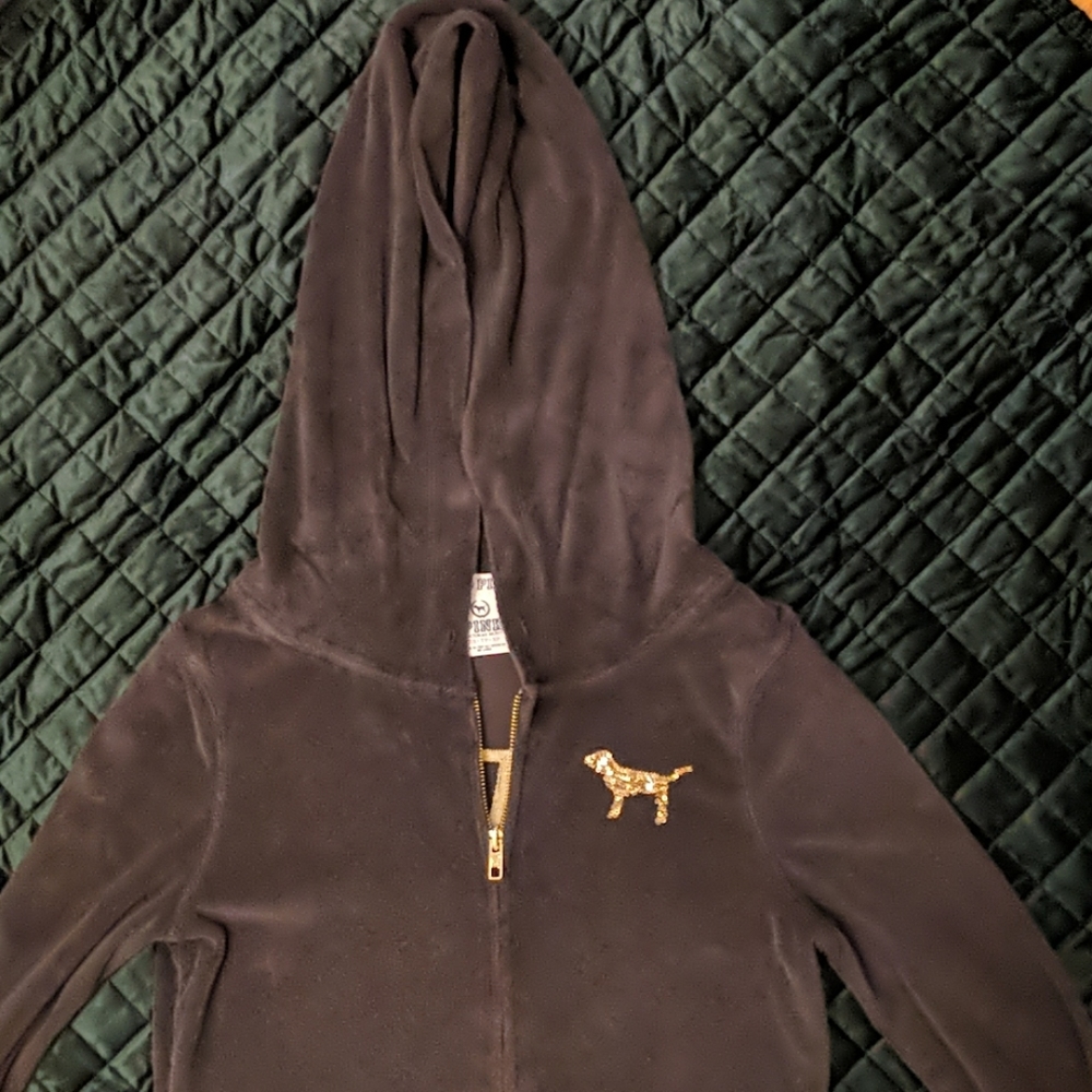 PINK Victoria's Secret Velour Full-Zip Sweatshirt - Picture 2 of 7